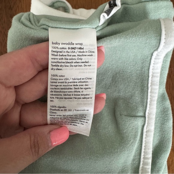 NEW Baby Swaddle Wraps 100% cotton Set of Three in Green, Gray, and White 0-3M - Picture 4 of 4